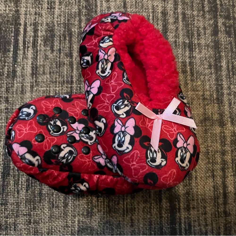 Disney Red and Pink Slippers with Minni Mouse Pattern